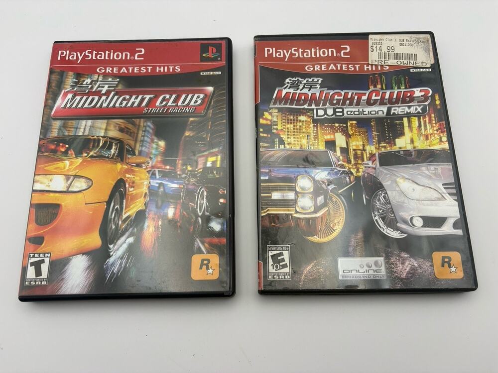 Midnight Club 3 Dub Edition Remix & Midnight Club-PS2- Greatest Hits-Boot TESTED